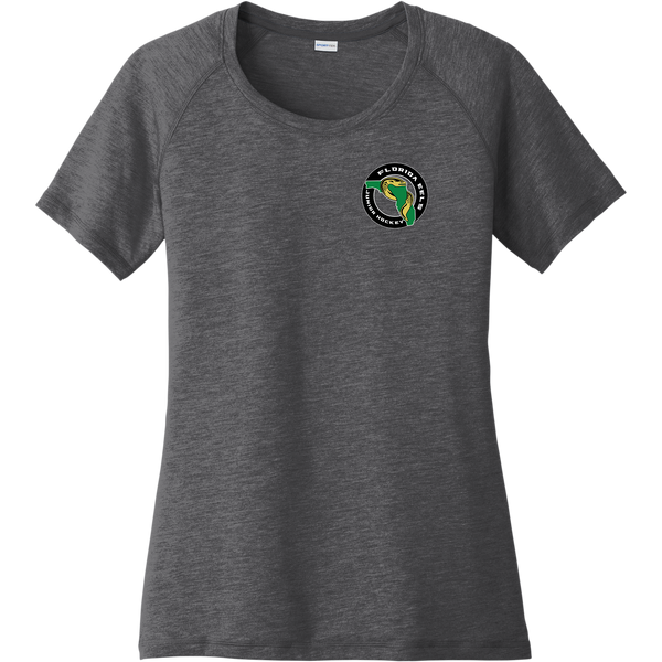 Florida Eels Ladies PosiCharge Tri-Blend Wicking Scoop Neck Raglan Tee